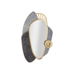 Miroir Mural Design Art 90cm Gris & Or