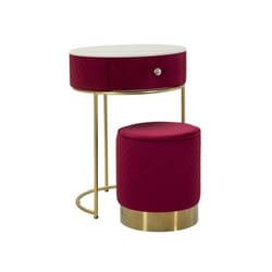 Coiffeuse dAppoint Design Vellit 70cm Rouge & Or