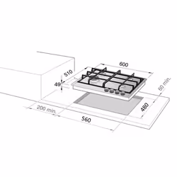 De'Longhi FFA 46 ASDV plaque Acier inoxydable Intégré 60 cm Gaz 4 zone(s) - Vue supplémentaire 2