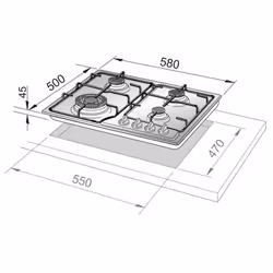 De'Longhi FFA 46 ASV plaque Acier inoxydable Intégré 60 cm Gaz 4 zone(s) - Vue supplémentaire 2