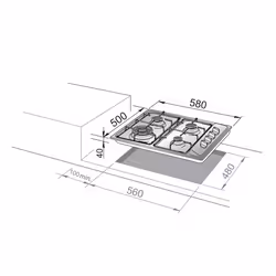 De'Longhi FLI 46 ASV plaque Acier inoxydable Intégré 58 cm Gaz 4 zone(s) - Vue supplémentaire 2