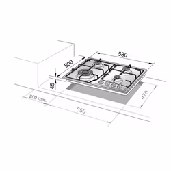 De'Longhi FFB 46 ASV plaque Blanc Intégré 60 cm Gaz 4 zone(s) - Vue supplémentaire 2
