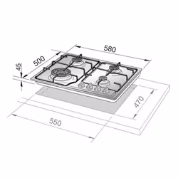 De’Longhi IF 46 ASDV SP N plaque Acier inoxydable Intégré 58 cm Gaz 4 zone(s)