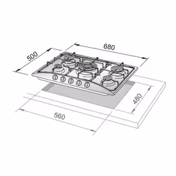 De'Longhi FFS 57 ASV plaque Avoine Intégré 68 cm Gaz 5 zone(s) - Vue supplémentaire 2