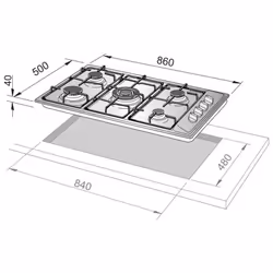 De’Longhi NL 59 DD plaque Noir Intégré 90 cm Gaz 5 zone(s)