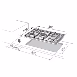 De'Longhi FLT 59 DD plaque Cuivre Intégré 86 cm Gaz 5 zone(s) - Vue supplémentaire 2