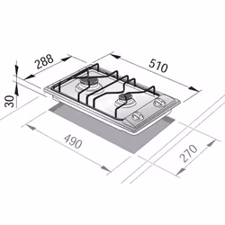 De’Longhi I 23 D plaque Acier inoxydable Intégré 30 cm Gaz 2 zone(s)