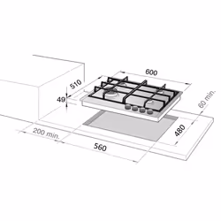 De'Longhi NSL 460 X Argent Intégré 60 cm Gaz 4 zone(s) - Vue supplémentaire 2