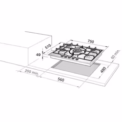 De’Longhi NSL 475 X plaque Acier inoxydable Intégré 75 cm Gaz 4 zone(s)