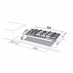 De’Longhi NSL 590 X plaque Acier inoxydable Intégré 90 cm Gaz 5 zone(s)