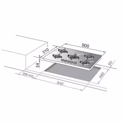 De'Longhi NSL 590 NC plaque Noir Intégré 90 cm Gaz 5 zone(s) - Vue supplémentaire 2