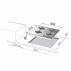De’Longhi NSL 460 N plaque Noir Intégré 60 cm Gaz 4 zone(s)
