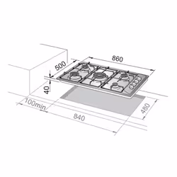 De'Longhi YAL 59 DD plaque Acier inoxydable Intégré 86 cm Gaz 5 zone(s) - Vue supplémentaire 2