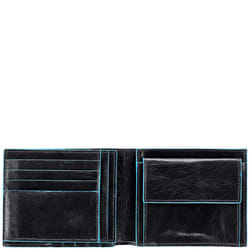 Piquadro PU1240B2/N portefeuille, étui pour cartes, support de documents de voyage Noir, Bleu Cuir, Polyester