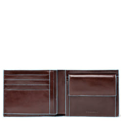 Piquadro PU1240B2/MO portefeuille, étui pour cartes, support de documents de voyage Bleu, Marron Cuir, Polyester