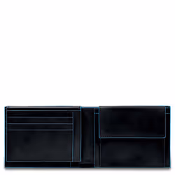 Piquadro PU1392B2R/N, Noir, Bleu, Cuir, Polyester, Monochromatique, Poche, 90 g, 125 mm
