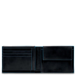 Piquadro PU1392B2R/N portefeuille, étui pour cartes, support de documents de voyage Noir, Bleu Cuir, Polyester