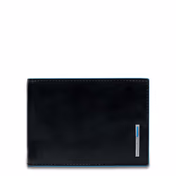 Piquadro PU1392B2R/N portefeuille, étui pour cartes, support de documents de voyage Noir, Bleu Cuir, Polyester