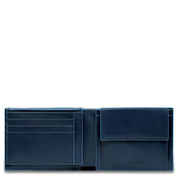 Piquadro PU1392B2R/BLU portefeuille, étui pour cartes, support de documents de voyage Bleu Cuir, Polyester