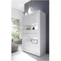 Vitrine - basico - 4 portes - Blanc laqué brillant - 101 x 42 x 161 cm