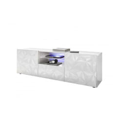 Meuble tv - Blanc Laque brillant - l 181 x p 43 x h 57cm - parigi