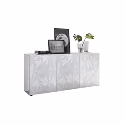 Buffet Parigi 3 Portes Blanc Laqué brillant - L181xP42xH84 cm - style contemporain /Design - La collection Parigi joue la car ...
