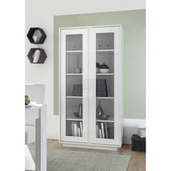 Vitrine - ICEBERG - Blanc laqué brillant - 2 Portes - Fabrication Italienne - 92 x 43 x 179 cm