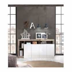 Description générale Le buffet Maestro 4 portes allie design contemporain et fonctionnalité. Avec ses lignes épurées et son c ...