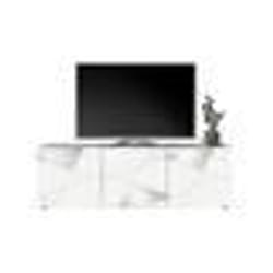 Meuble TV - Blanc laqué brillant avec sérigraphie miroir - L181 x P43 x H57 cm - VICTORY