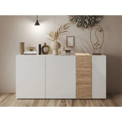 VENTE-UNIQUE Buffet CAYNO - Blanc/Naturel clair