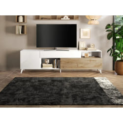 VENTE-UNIQUE Meuble TV DONALA - Blanc/ Naturel