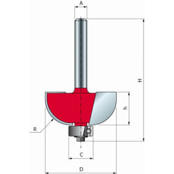 Mèche pour arrondi concave Freud 22,2 H12,7/54,2 Q8 Z2 - F03FR01698 -30-10208P