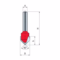 Mèche à rainurer en V FREUD - Ø31,7 H16/51 Q8 Z2 - F03FR02857 -20-91408P - Pour le fraisage de tous composites, contreplaqué, ...