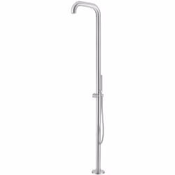 Douche D'extérieur Sassari En Acier Inoxydable Satiné Douche De Jardin Sined Avec Entrée D'eau Chaude Et Froide Mélangeur Et ...