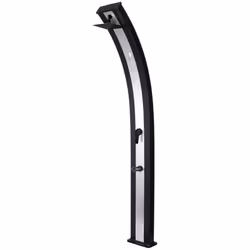 Douche Avec Chauffage Solaire Ella En Aluminium Noir Avec Bande Centrale Inox. Douche Extérieure Écologique Avec Grand Réserv ...