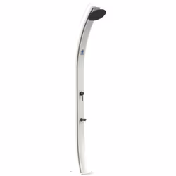 Douche Avec Chauffage Solaire Blanche. Corps Courbér En Polyéthylène Hd Pour Jardin Et Piscine Hauteur 226,6 Cm Pommeau De Do ...