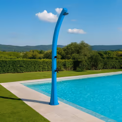 Douche solaire bleue avec reservoir 25L en polyethylene HD 226 cm