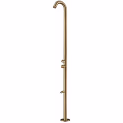 Douche Extérieure Quartu En Acier Inoxydable 316l Gold Aisi Brossé. Douche Avec Arrivée D'eau Chaude Et Froide Tambour Diamèt ...