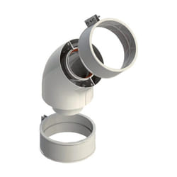 Coude coaxial 45° ø 60/100 en aluminium peint en blanc - Avec manchon et collier de serrage