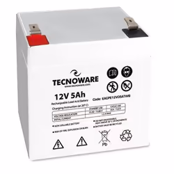 Tecnoware 5Ah Lead Acid, Sealed Lead Acid (VRLA), 12 V, 1 pièce(s), Blanc, 5000 mAh