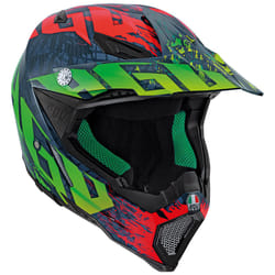 AGV AX-8 Carbon Nohander Casque de motocross, rouge-vert, taille 2XS pour Hommes