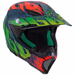 AGV AX-8 Carbon Nohander Casque de motocross, rouge-vert, taille 2XS pour Hommes