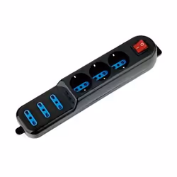Atlantis Land P011-SL203066, 6 sortie(s) CA, 10 A, 2500 W, 16 A, Noir, 1,5 m