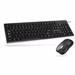 Atlantis Land Keyboard combo Kit, Taille réelle (100 %), Avec fil, USB, QWERTY, Noir, Souris incluse