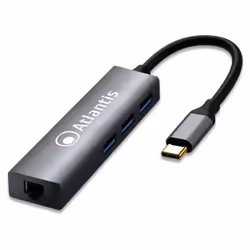 Atlantis Land A04-TC_LAN+HB, USB 3.2 Gen 1 (3.1 Gen 1) Type-C, Noir, RJ-45, USB 3.2 Gen 1 (3.1 Gen 1) Type-A, 1 pièce(s), 0,8 ...