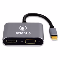 Atlantis Land A04-TC_HDMI+VGA, 3.2 Gen 1 (3.1 Gen 1), USB Type-C, Sortie HDMI, Sortie VGA (D-Sub), 1920 x 1080 pixels