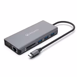 Atlantis Land A04-TC_DK46, Avec fil, USB 3.2 Gen 1 (3.1 Gen 1) Type-C, 100 W, 10,100,1000 Mbit/s, Gris, MicroSD (TransFlash), ...