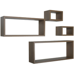 Sanitec - tagères à mur rectangulaires lot de 4 pc mod. merlino chêne tabac