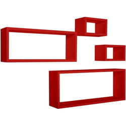 Sanitec - tagères à mur rectangulaires lot de 4 pc mod. merlino rouge