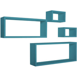 Sanitec - tagères à mur rectangulaires lot de 4 pc mod. merlino bleu atoll